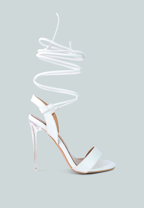 Pam Sheeny Clear Stiletto Lace Up Heels