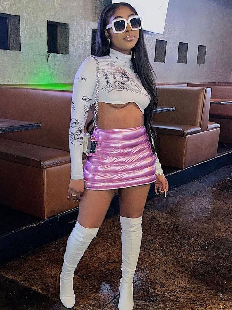 Cici Esteban Metallic Puffer Skirt