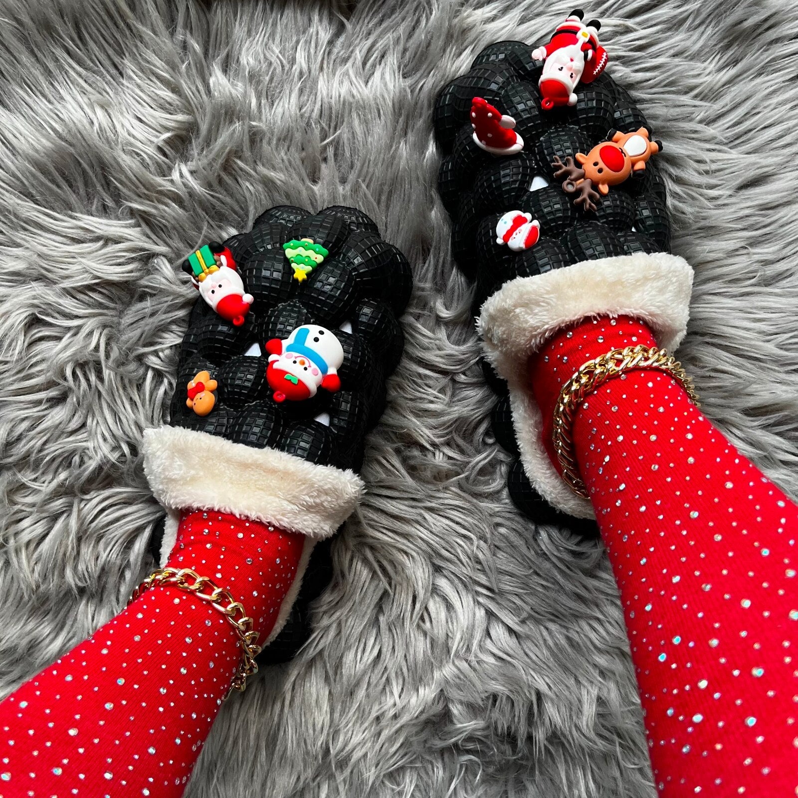 Bubble Christmas Slides (Black)