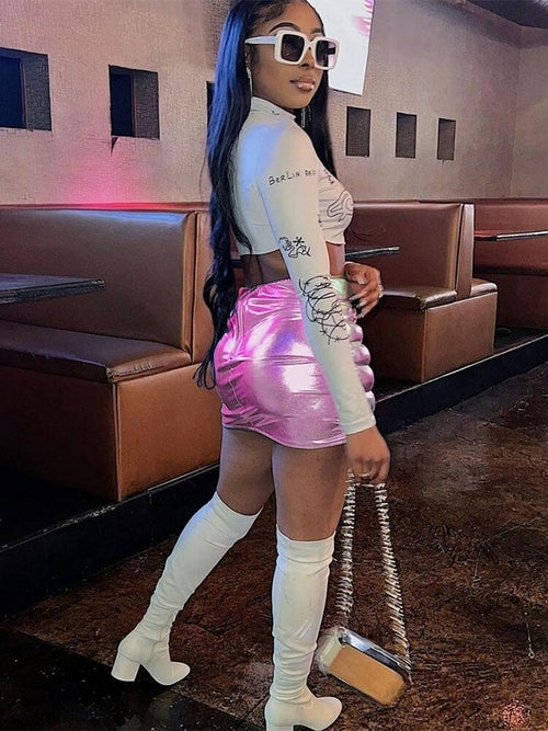 Cici Esteban Metallic Puffer Skirt