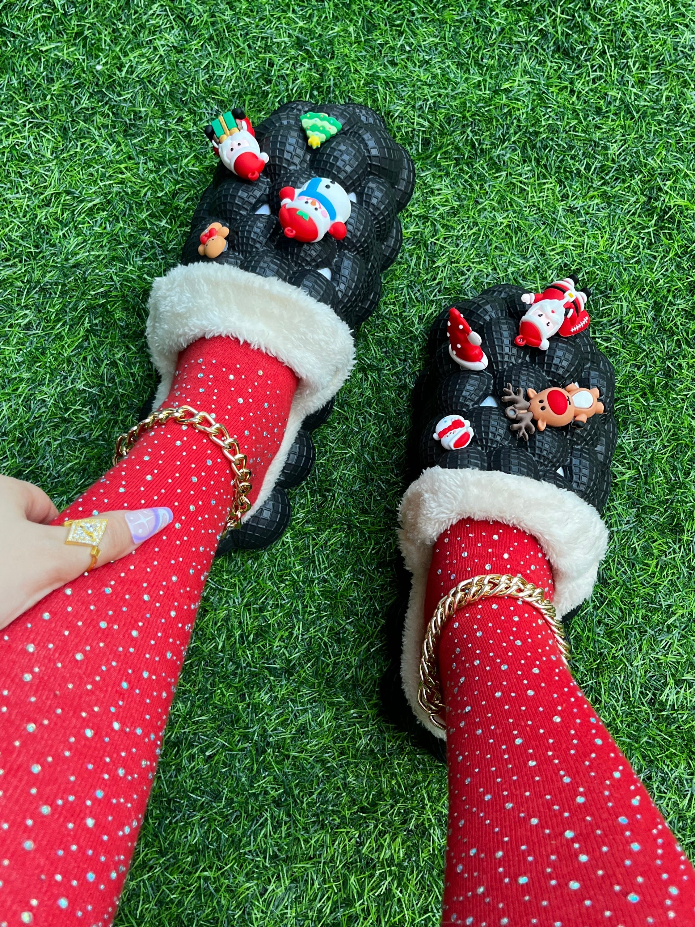 Bubble Christmas Slides (Black)