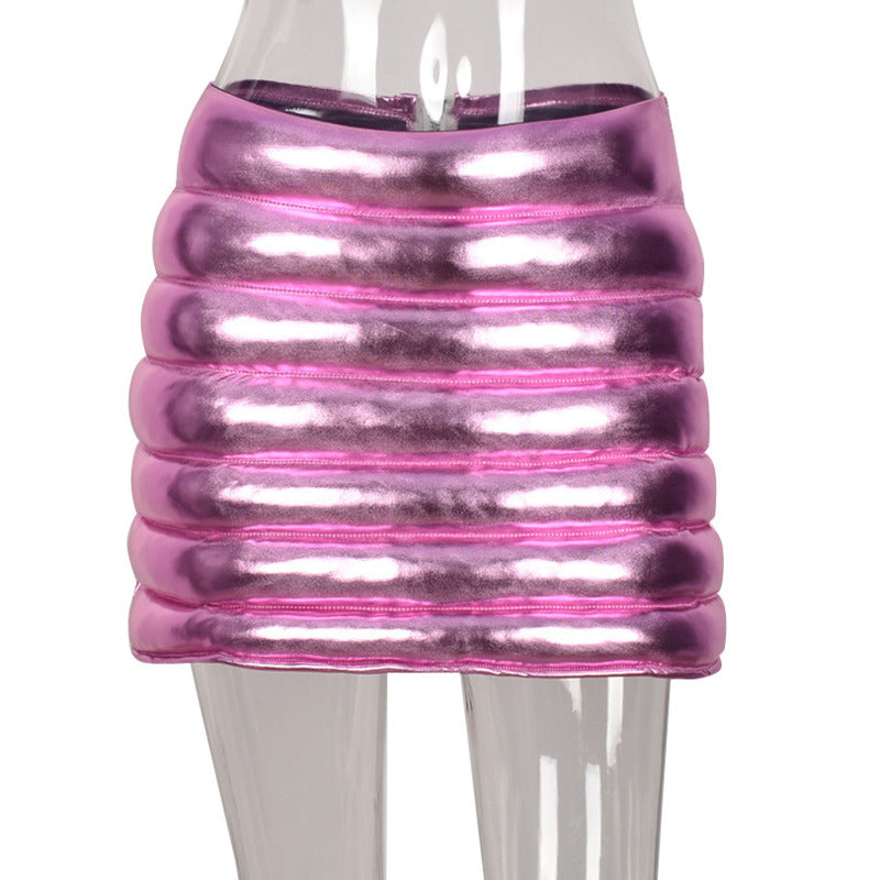 Cici Esteban Metallic Puffer Skirt