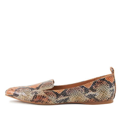 Socialite Flat (Orange Snake Skin)