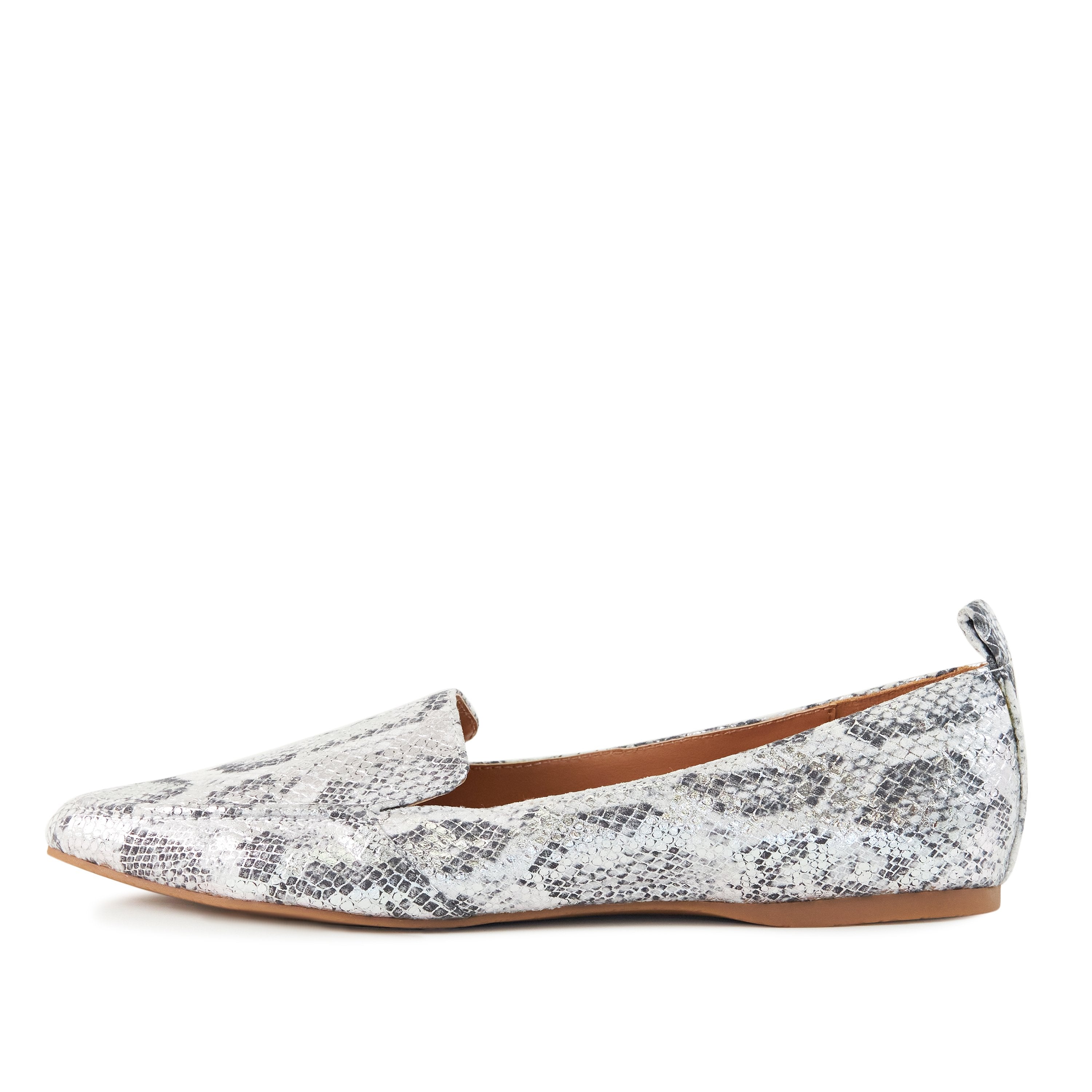 Socialite Flat (Silver Snake Skin)