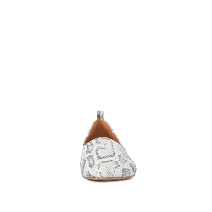 Socialite Flat (Silver Snake Skin)