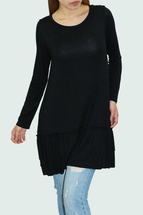 SAMMIE Long Sleeve Pleated Bottom Tunic Top