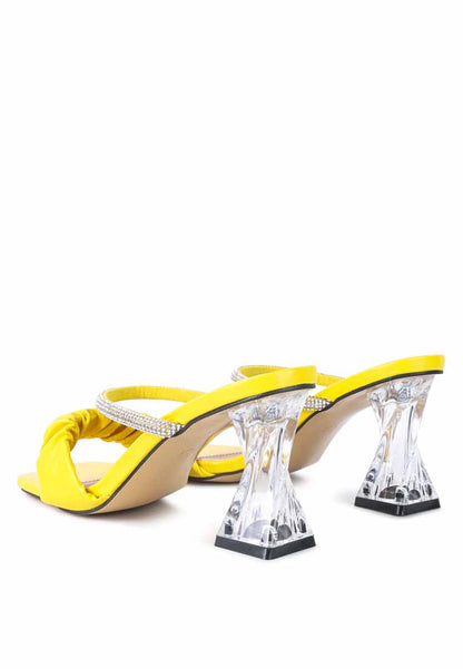 Date Look Clear Heel Rhinestone Sandals