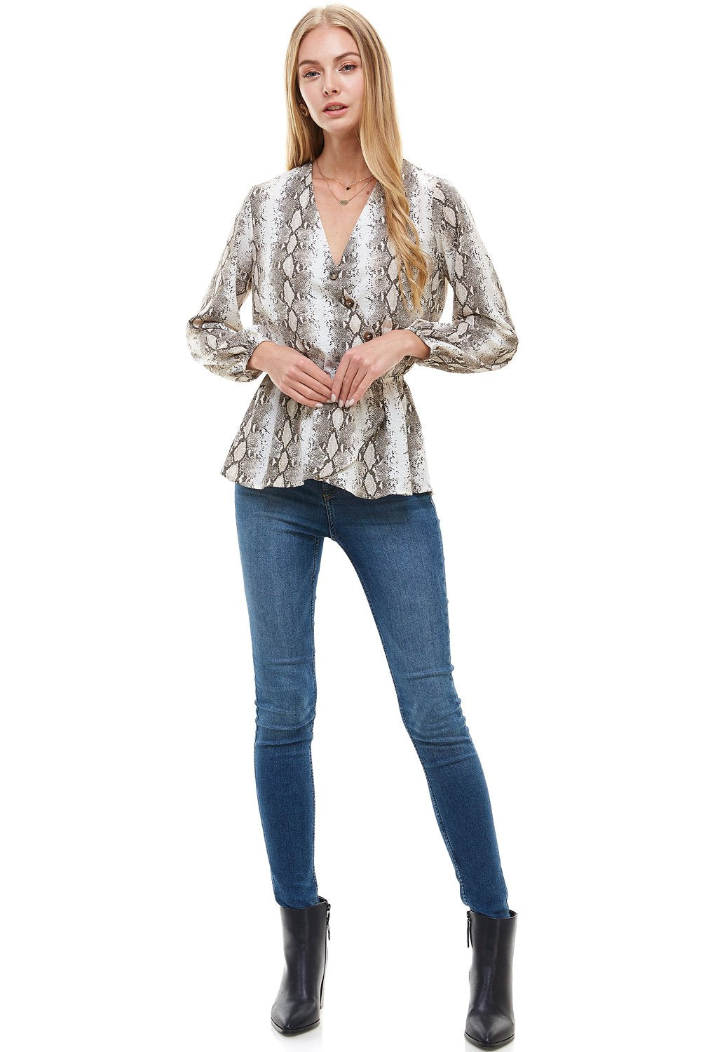 ARROW Snake V-Neck Blouse