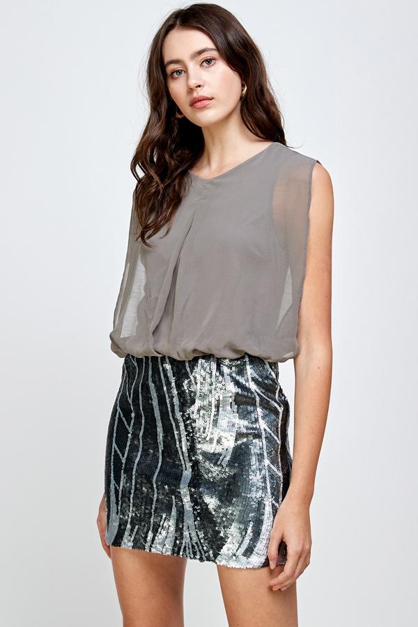 ARROW Sequin Skirt with Sleeveless Blouson Dress