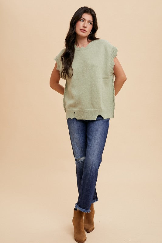 Riley Distressed Raw Hem Cropped Jeans