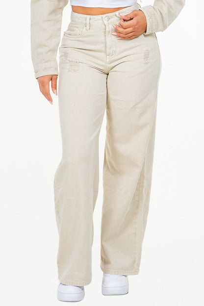 Rowan Distressed Wide Leg Jeans