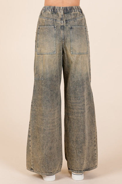 Stonefield Washed Wide Leg Utility Jeans