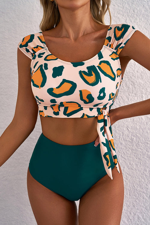 Carolina Vega Leopard U-Neck High Waist Bikini Set