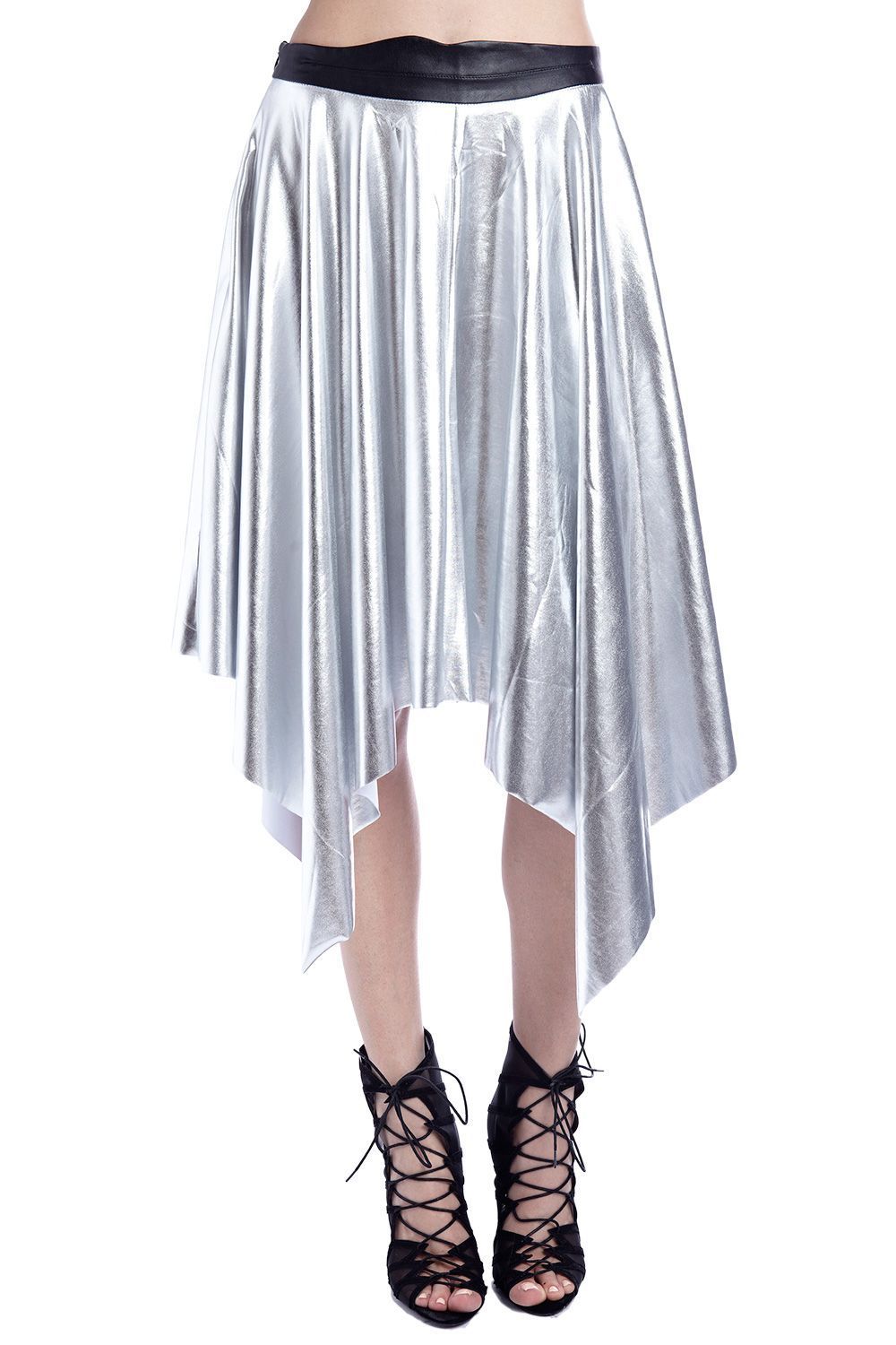 Tammy Scott Metallic Silver Pleated Skirt