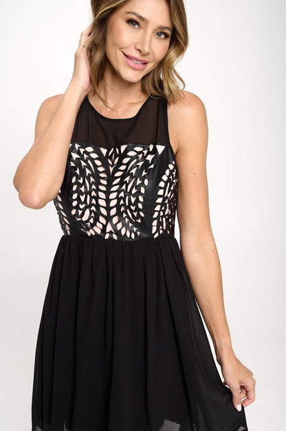 ARROW Women's Sleeveless Laser-Cut Fit and Flare Dress
