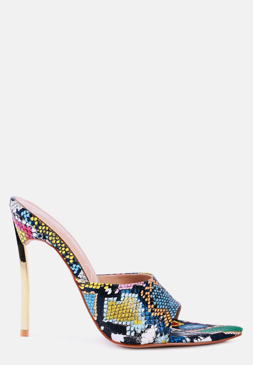 SLY Strappy Slip On Stiletto Heels