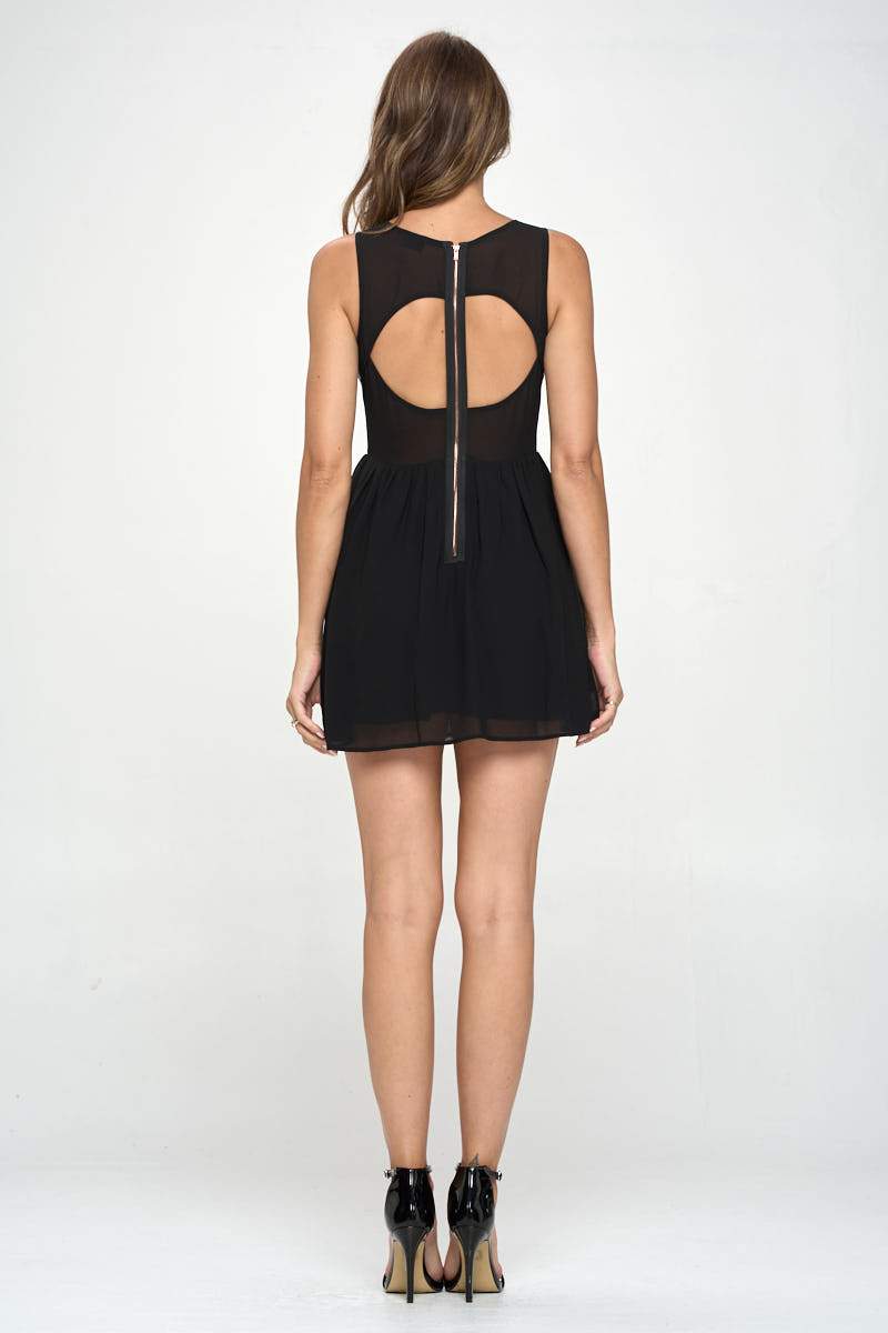 Arrow Faux Leather Cut-Out Mini Dress