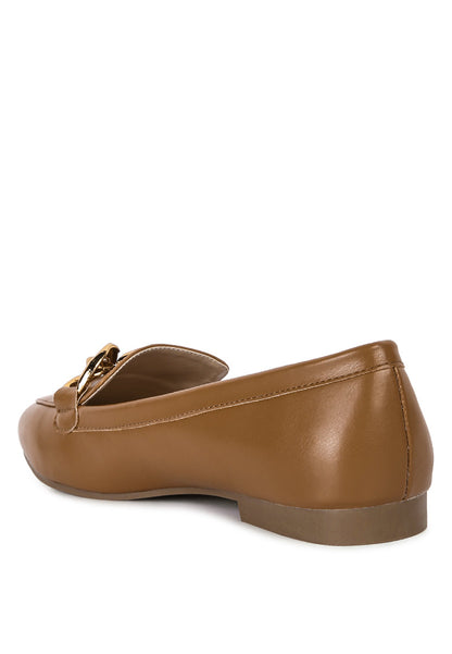 Claire Betts Chunky Metal Chain Faux Leather Loafers
