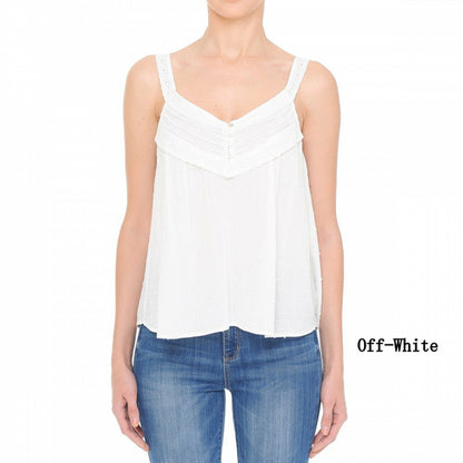 Swiss Dot V-Neck Lace Tank