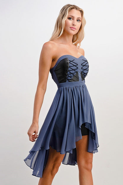 ARROW Strapless Lace-Up High-Low Dress