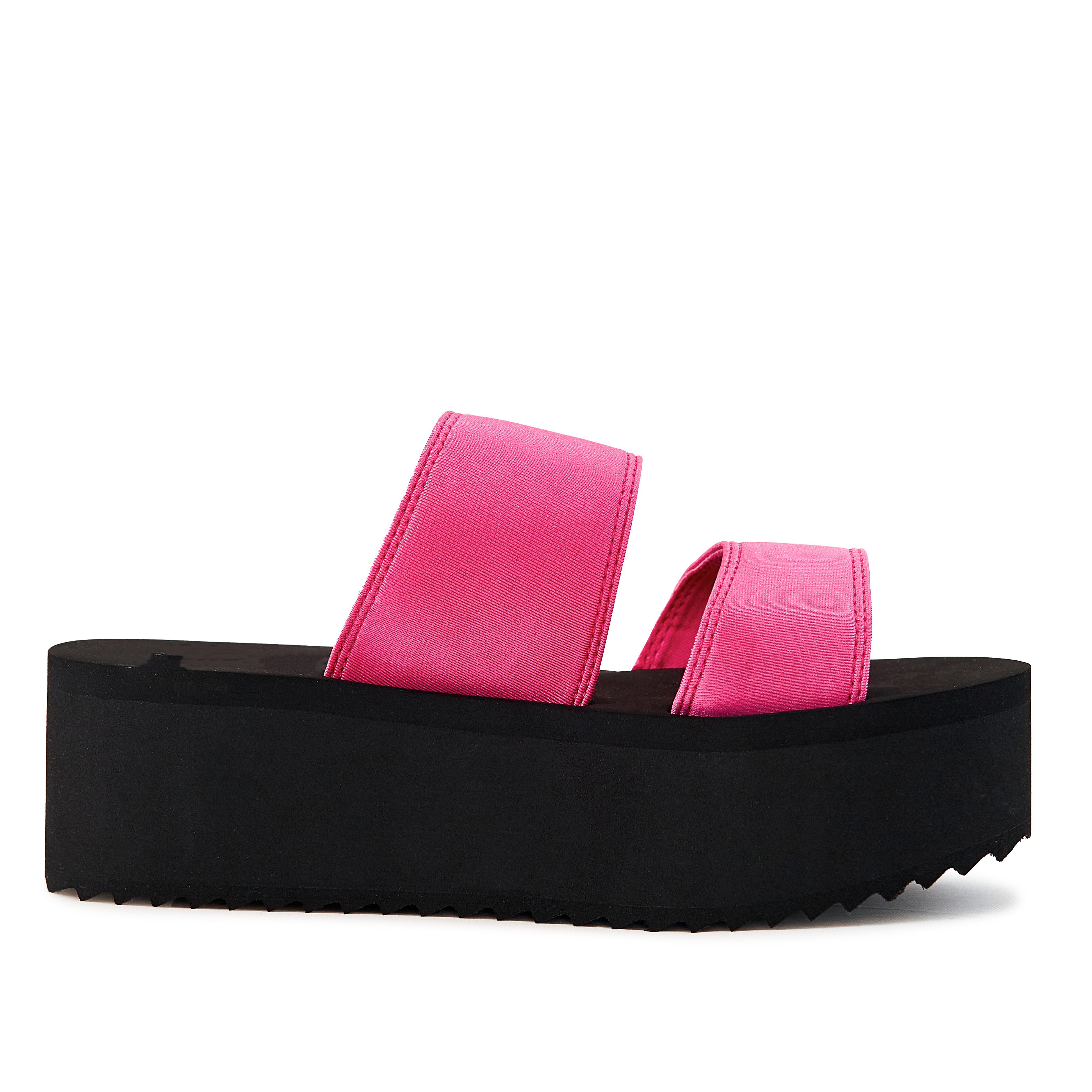 Pear Platform Sandals in Neon Pink