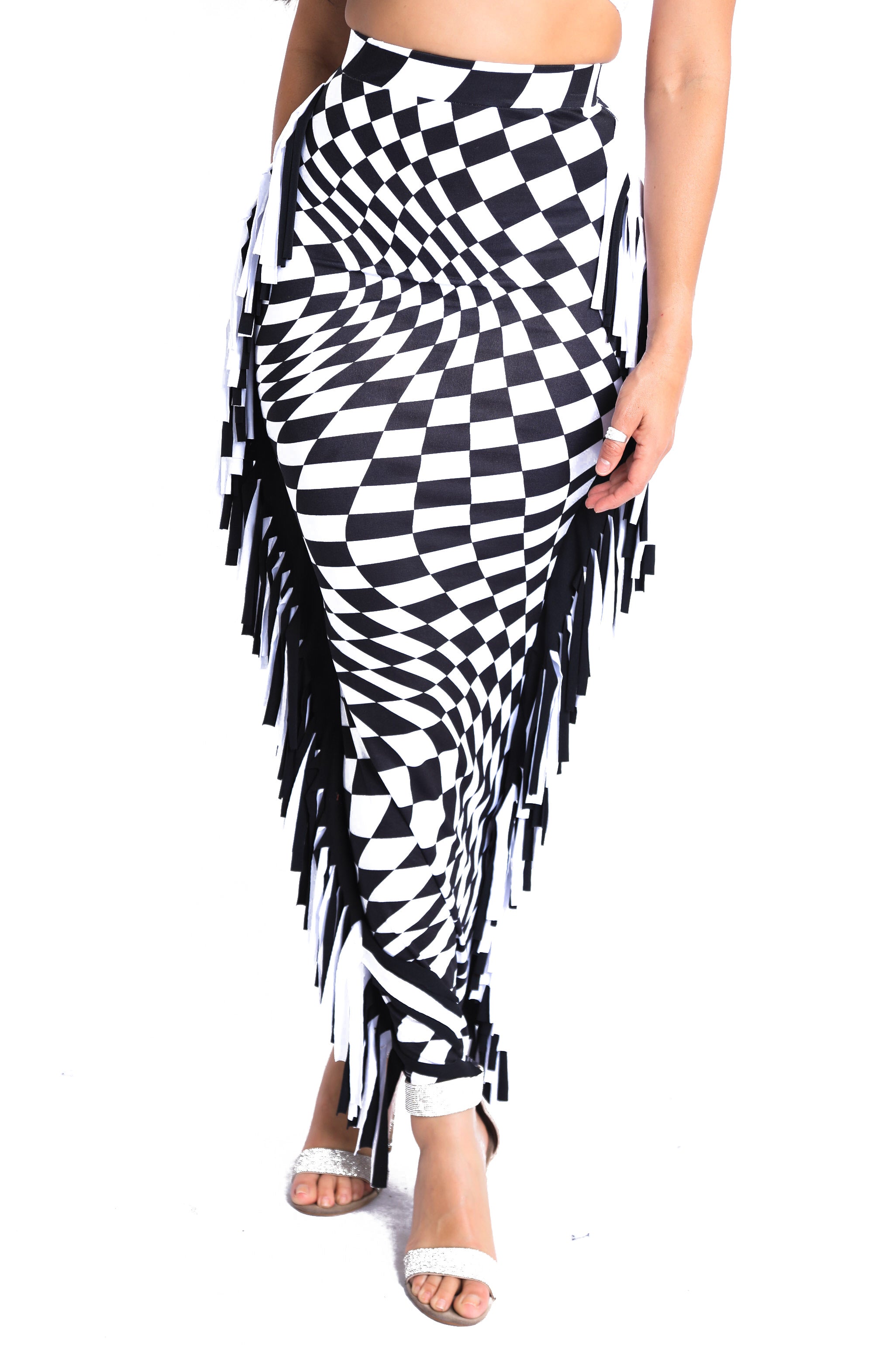 Pearl Monfried Checkered Pencil Skirt