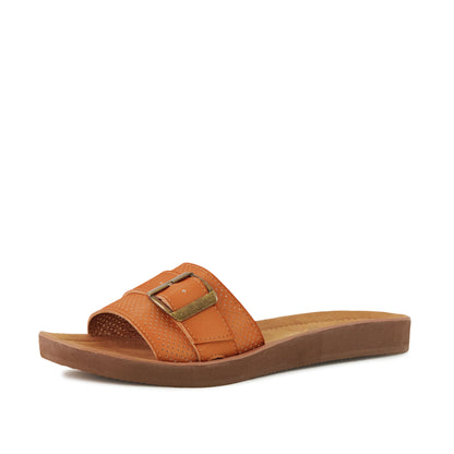 Pear Buckle Down Sandals in Tan