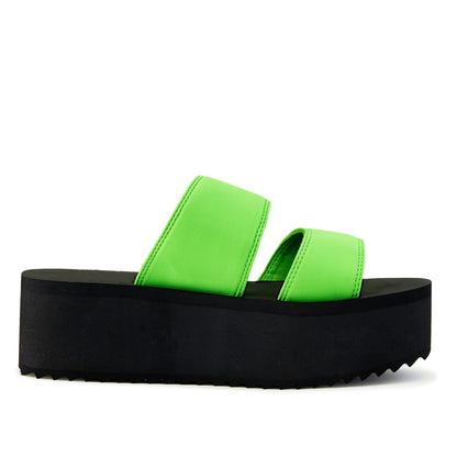 Pear Platform Sandals in Neon Green