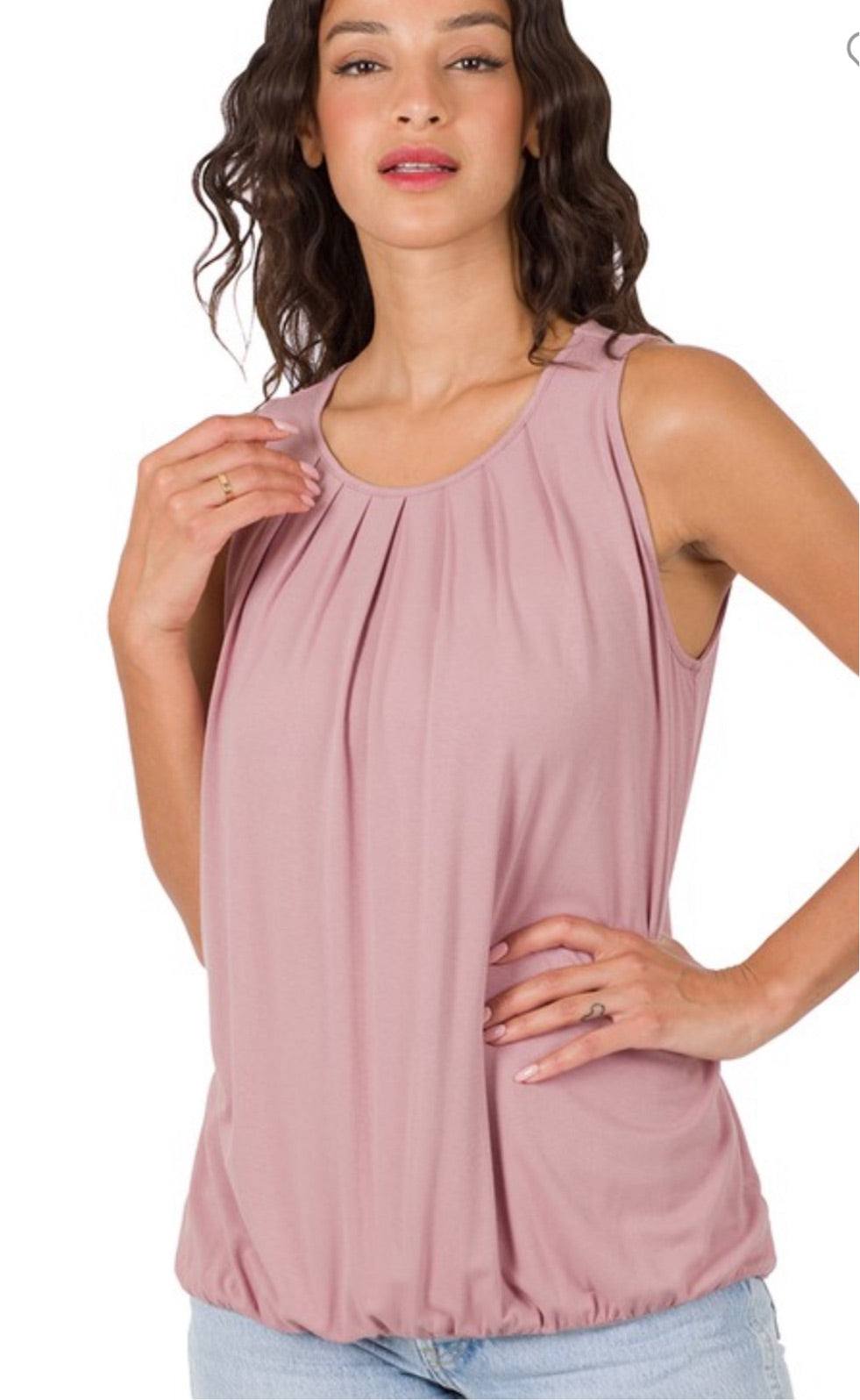 Cannes Crepe Pleated Knit Top in Pink