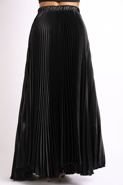 Pearl Monfried Satin Pleated Maxi Skirt