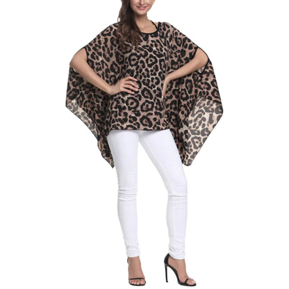 Hera Batwing Chiffon Top in Leopard