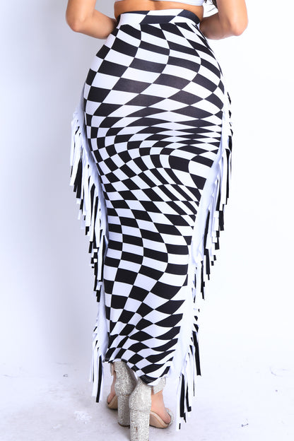 Pearl Monfried Checkered Pencil Skirt