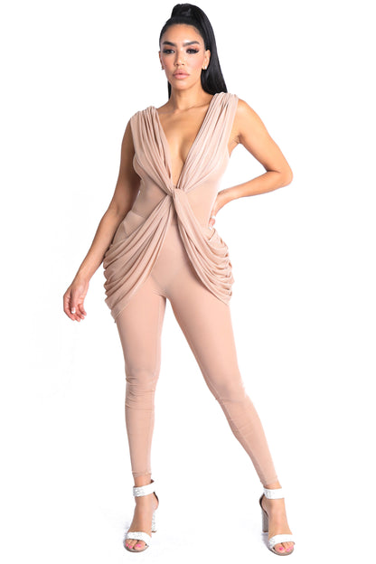 Paola Ramos Draped Mesh Jumpsuit