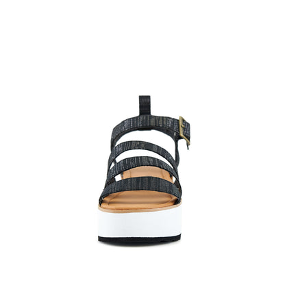 Pear Kauai Platform Sandals in Black Sparkle