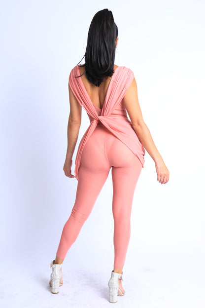 Paola Ramos Draped Mesh Jumpsuit