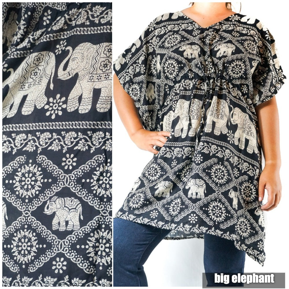 SHO Boho Elephant Kaftan Shirt Dress