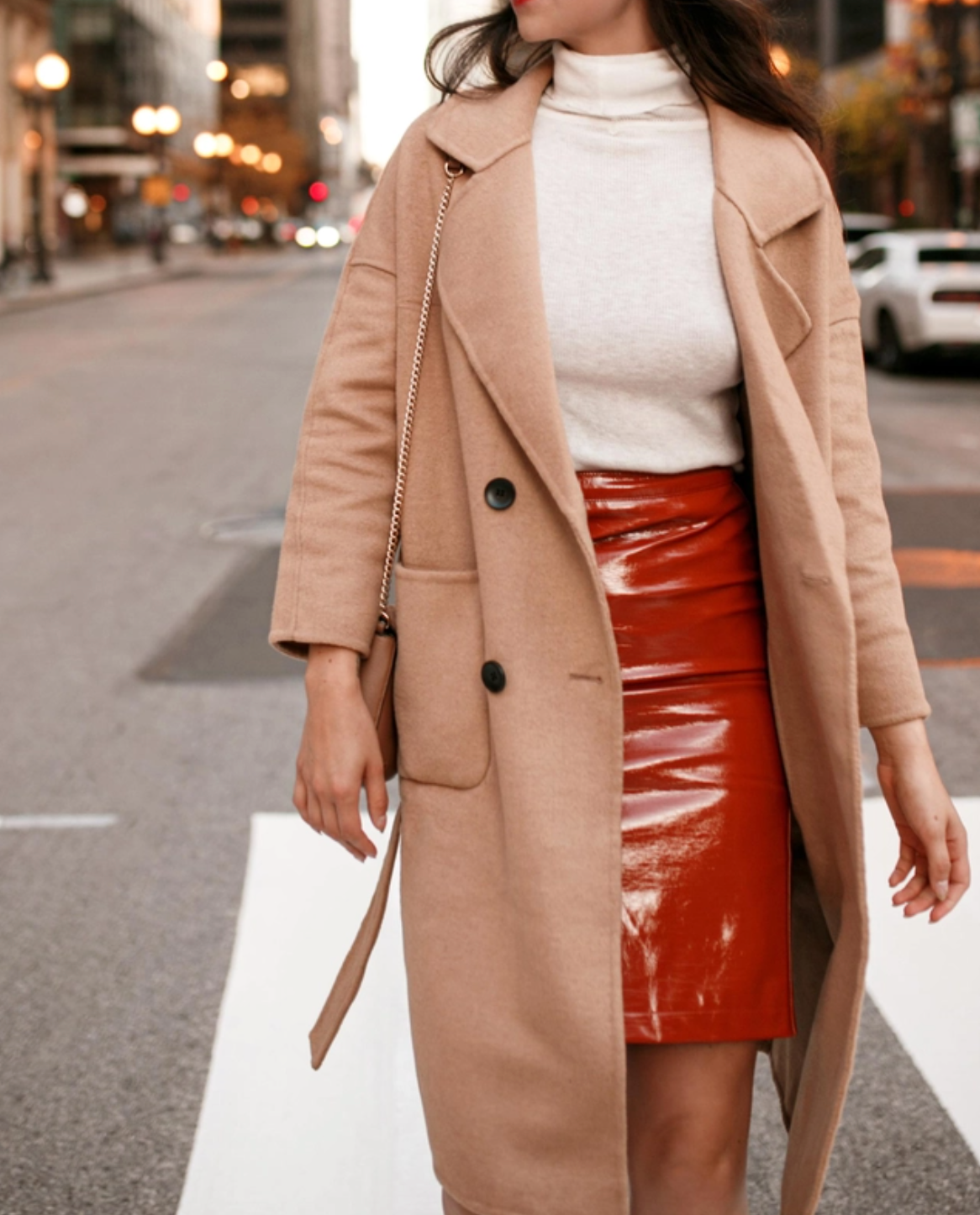 Copper City Vinyl Midi Skirt