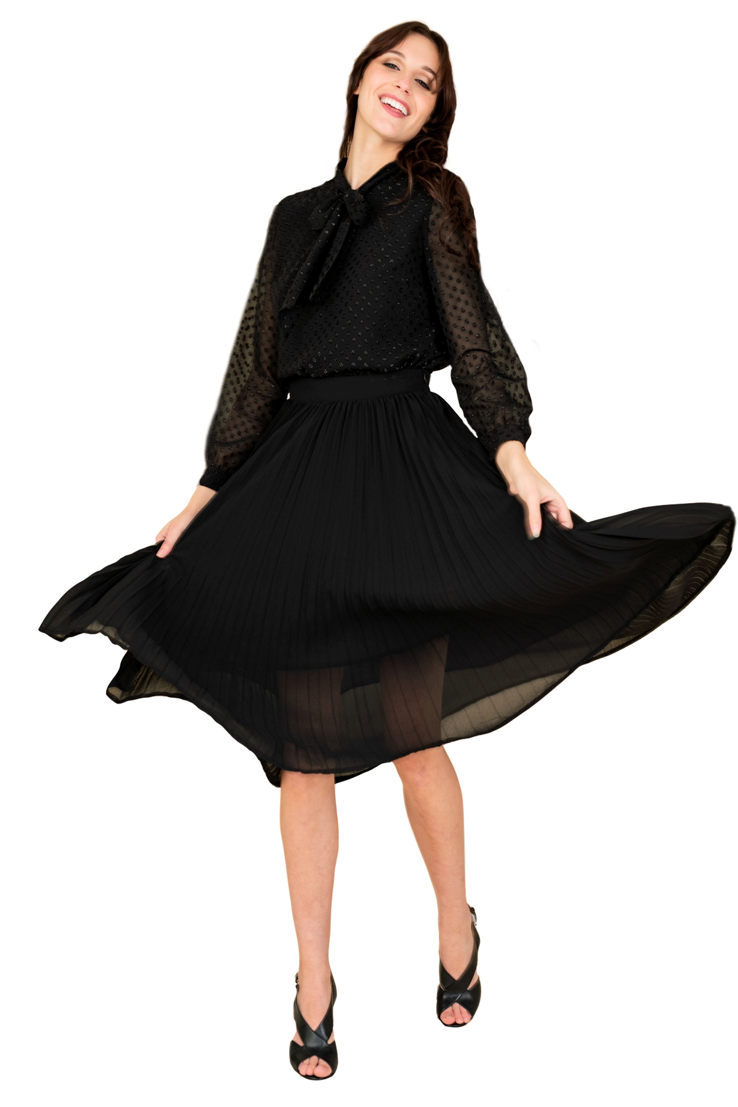 Gina Sky Chiffon Pleated Skirt