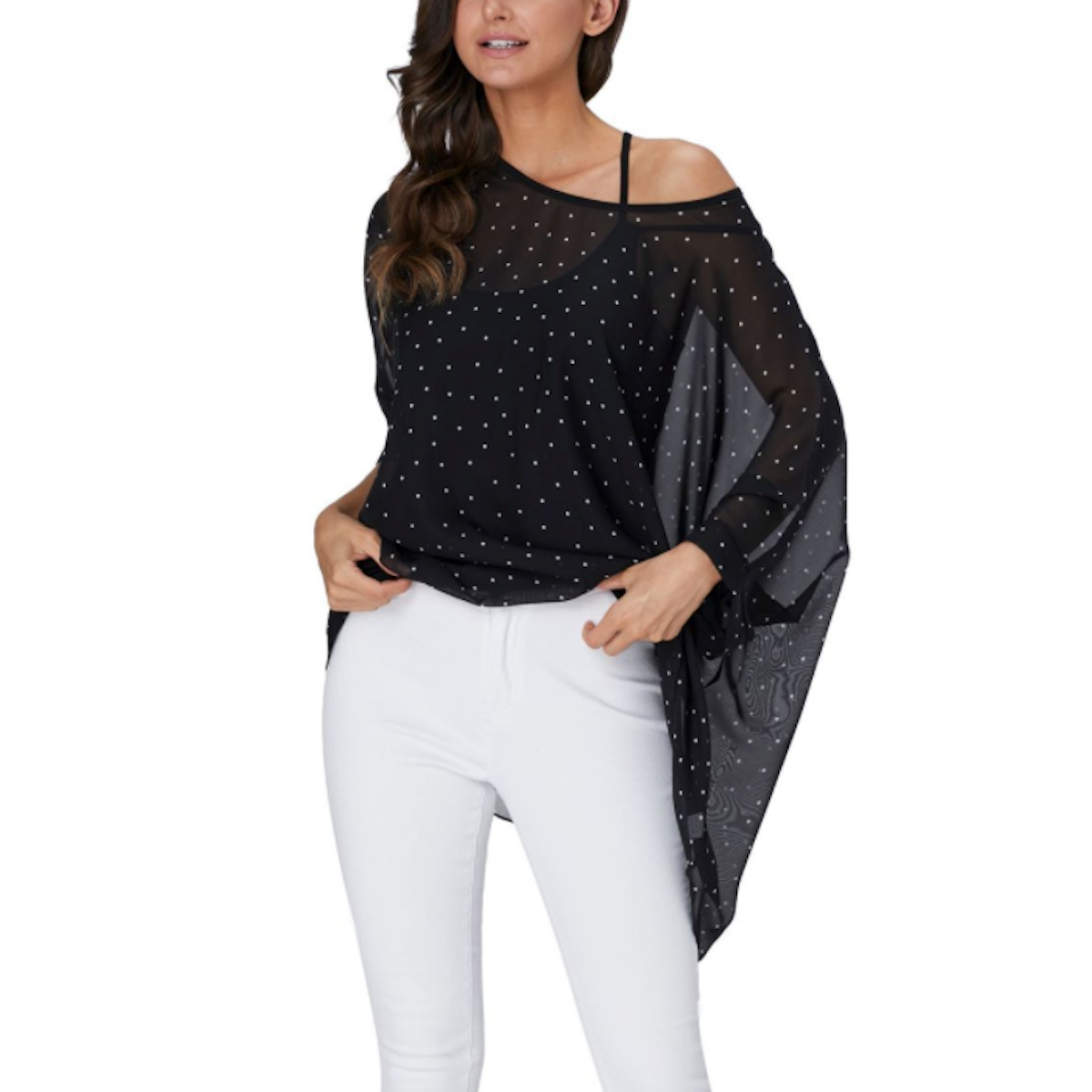 Polkadot Batwing Tunic Top