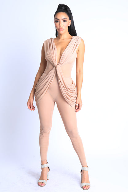 Paola Ramos Draped Mesh Jumpsuit