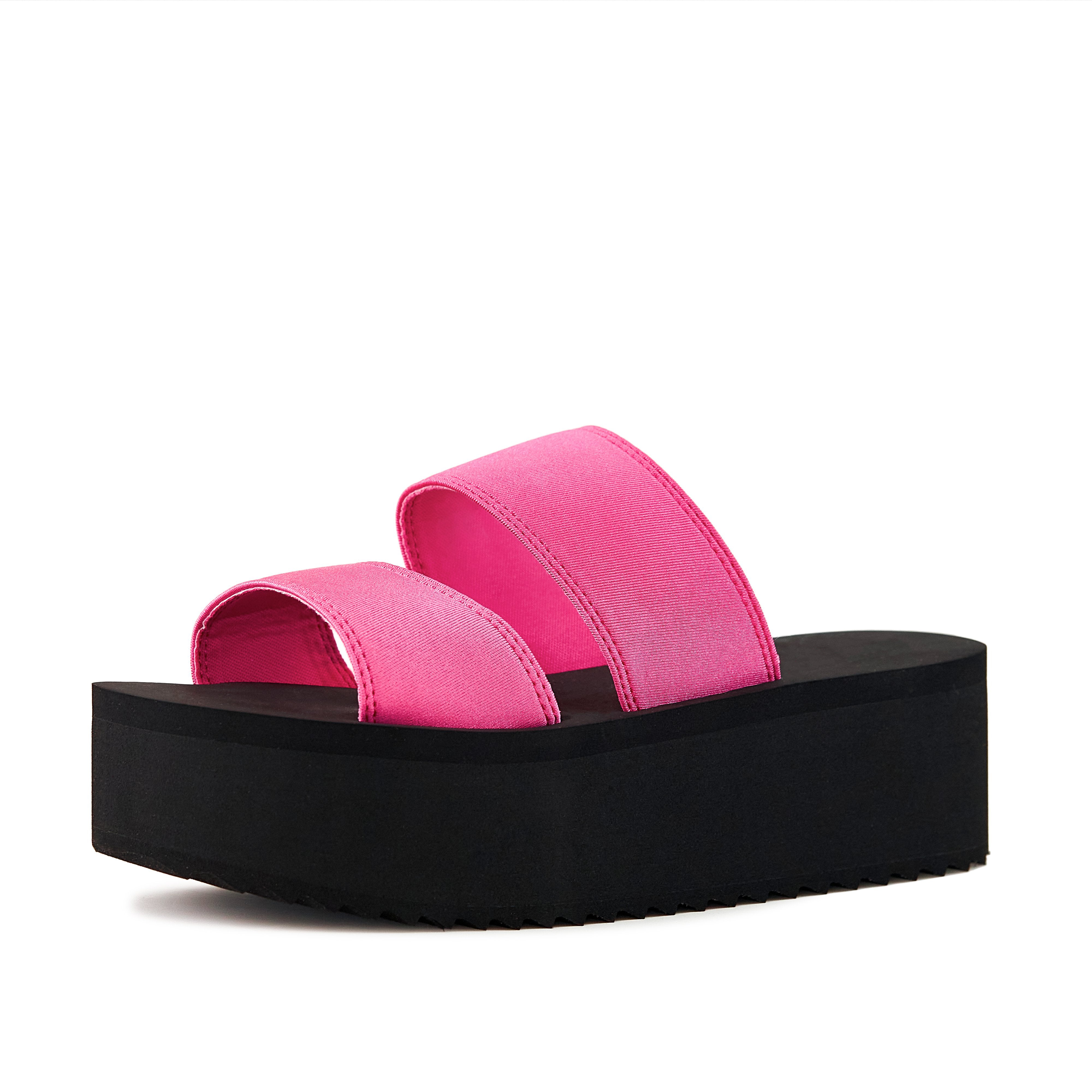 Pear Platform Sandals in Neon Pink