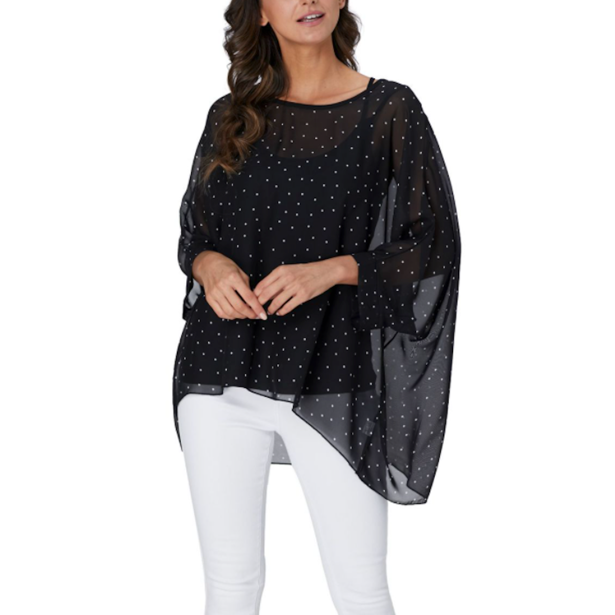 Polkadot Batwing Tunic Top