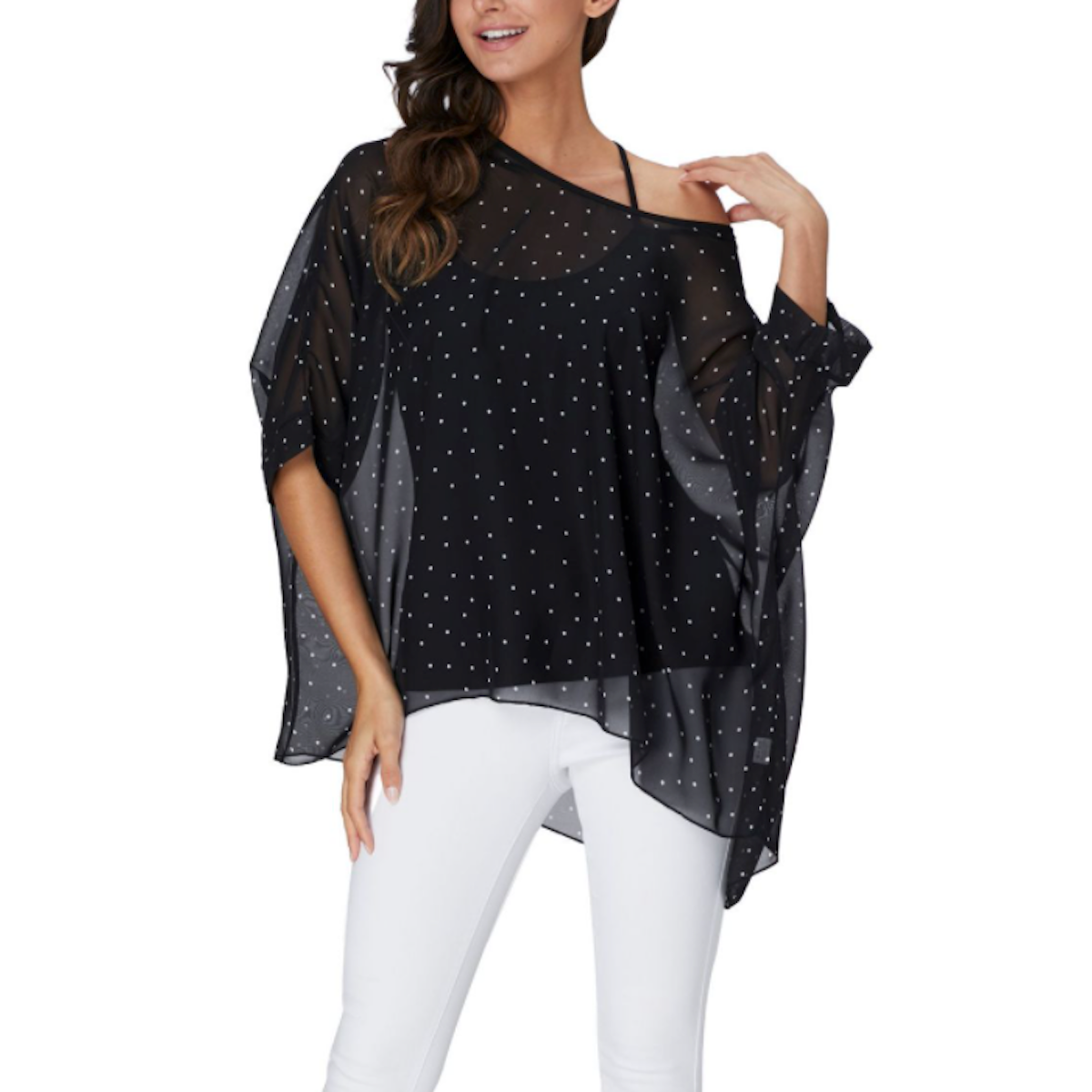 Polkadot Batwing Tunic Top