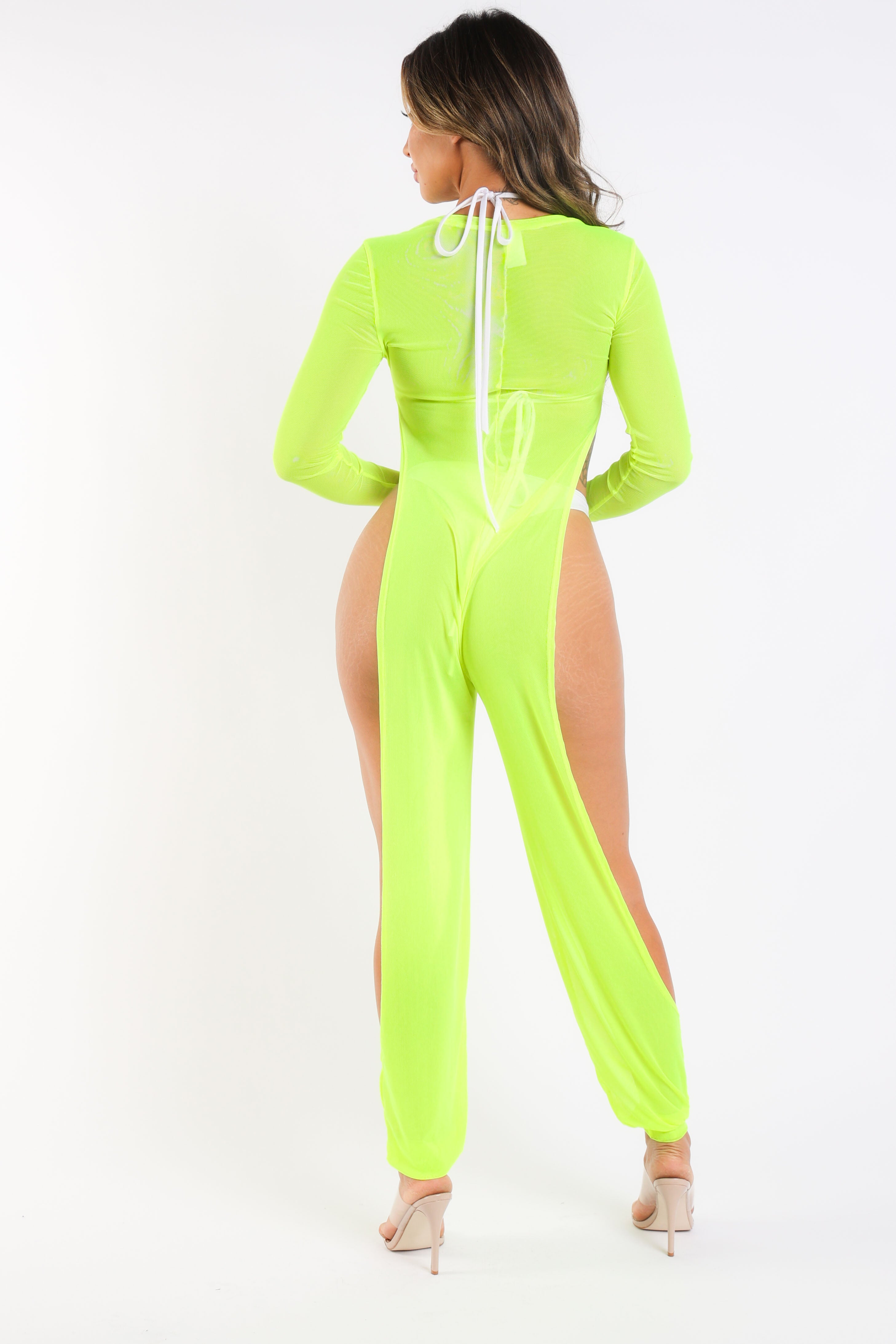 Paola Ramos Sexy Mesh Cover Up Jumpsuit