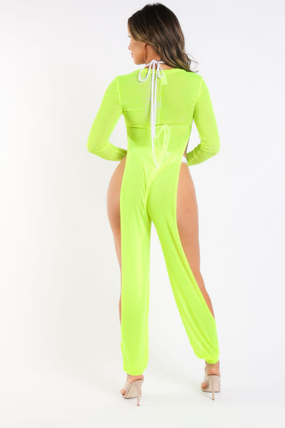 Paola Ramos Sexy Mesh Cover Up Jumpsuit