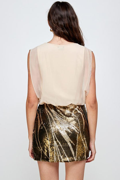 ARROW Sequin Skirt with Sleeveless Blouson Dress