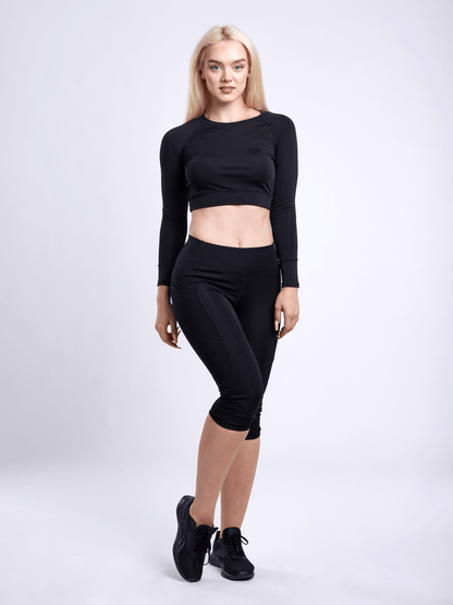 Mid-rise Capri Fitness Leggings With Side Pockets