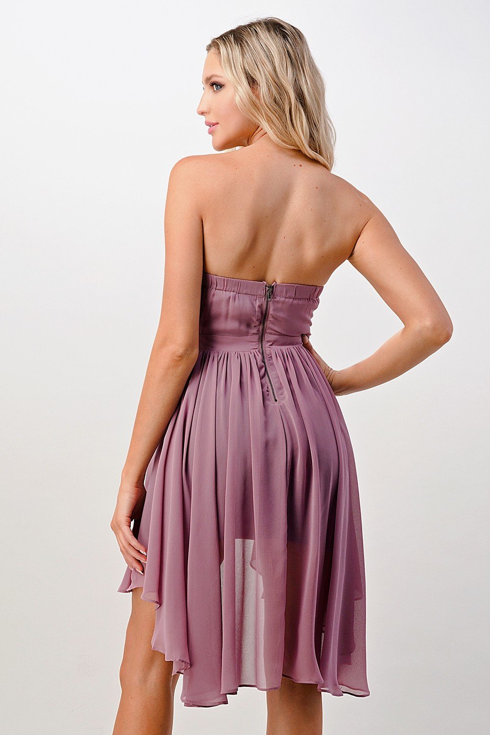 ARROW Strapless Lace-Up High-Low Dress