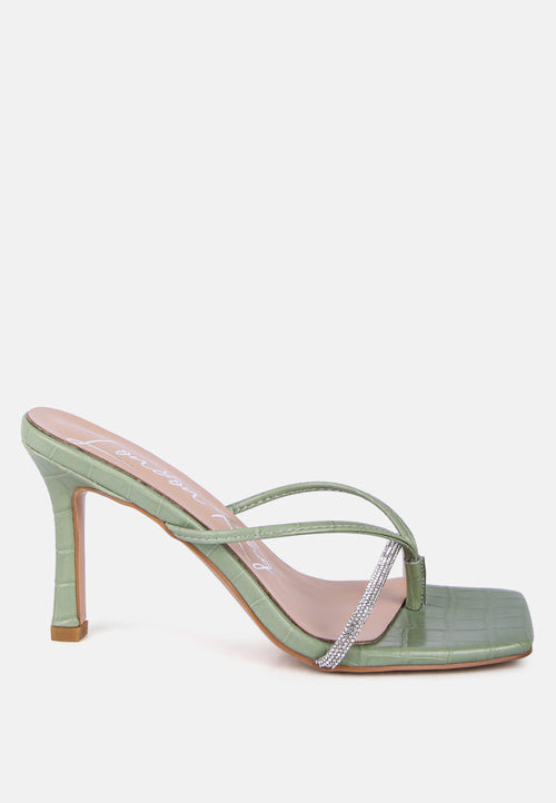Lara Croc Rhinestone Strap Sandals