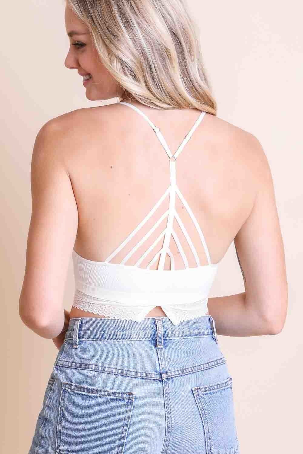 Letty Brown High Neck Crochet Trim Bralette